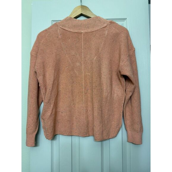 Anthropologie Daily Practice Long Sleeve Waffle Knit Pullover - Peachy - XS - Picture 3 of 3